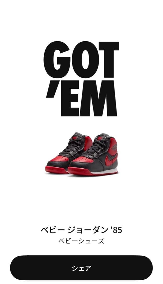 ベビー ジョーダン ブレッド　'85 サイズ11