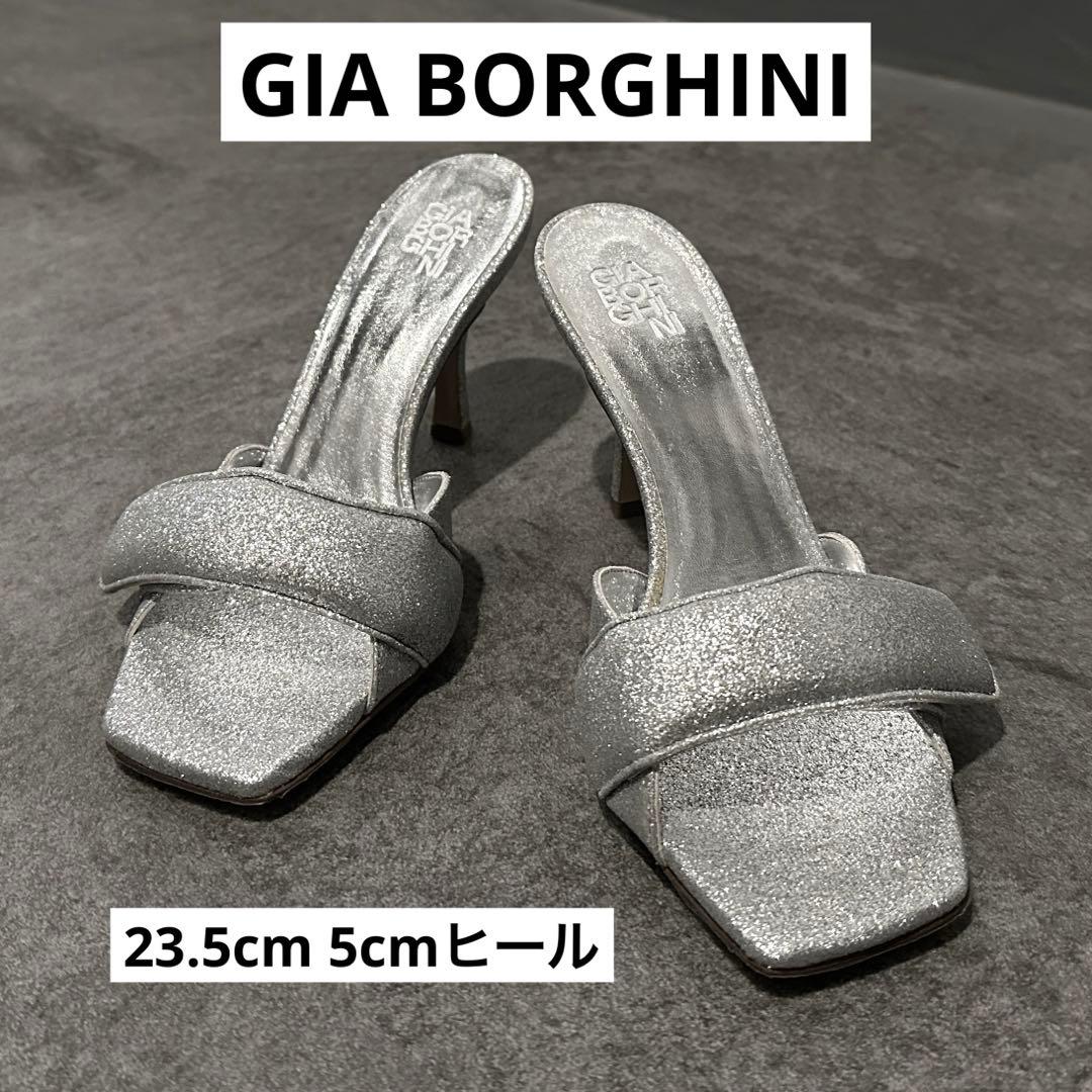 【GIA BORGHINI（ジア・ボルギーニ）】シルバー サンダル 5cmヒール