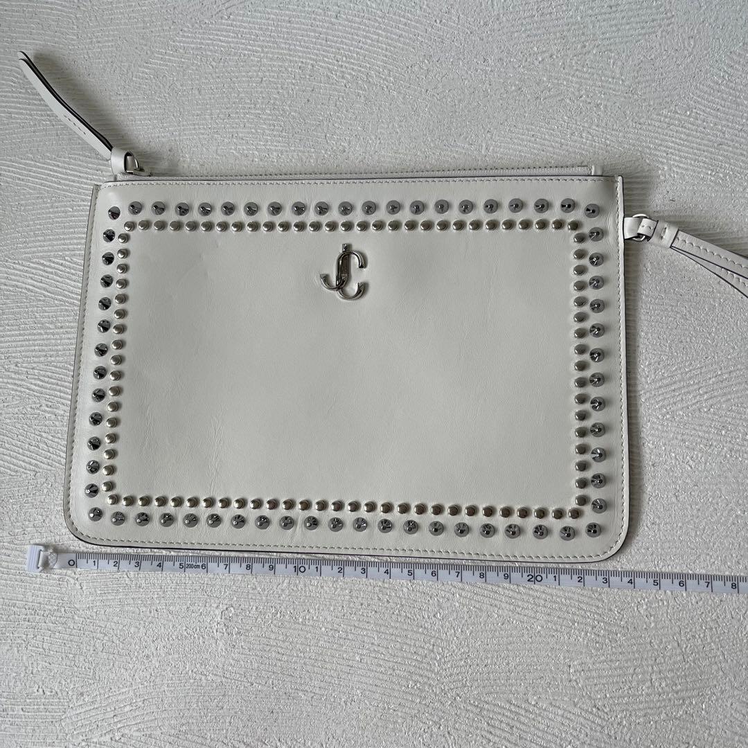 ジミーチュウ　JIMMY CHOO クラッチバッグ　スタッズ　ホワイト　ポーチ