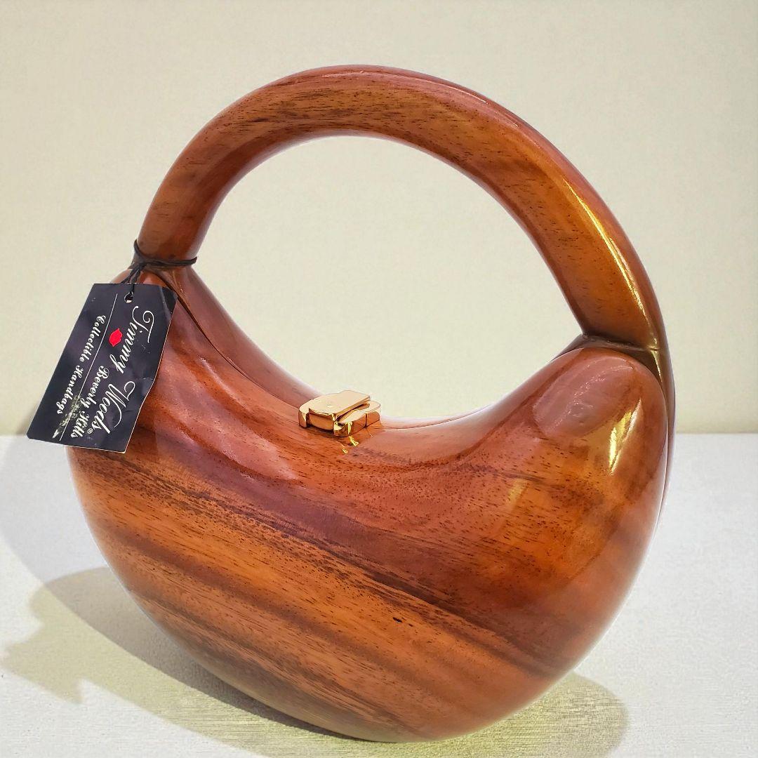 極美品 ティミーウッズ 木製 ハンドバッグ アカシア 天然木 希少 レア