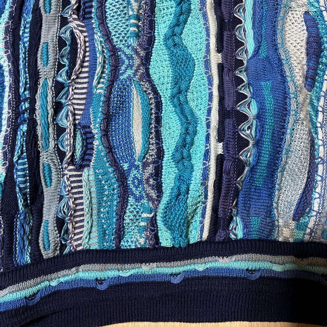 90s Coogi クージー ニットポロ L ブルーミックス