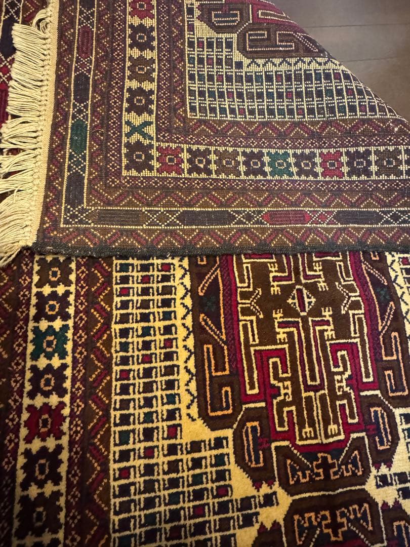 手織りダブルノット バルーチ族織トライバル絨毯　アフガンウール163×85cm