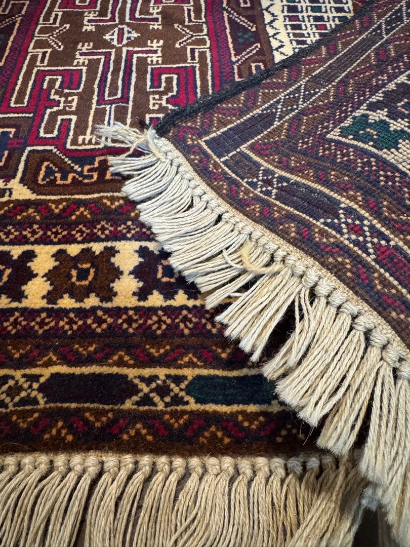 手織りダブルノット バルーチ族織トライバル絨毯　アフガンウール163×85cm