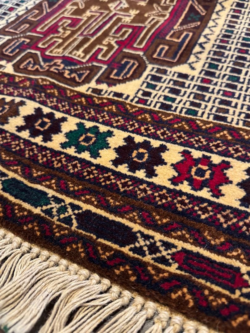 手織りダブルノット バルーチ族織トライバル絨毯　アフガンウール163×85cm