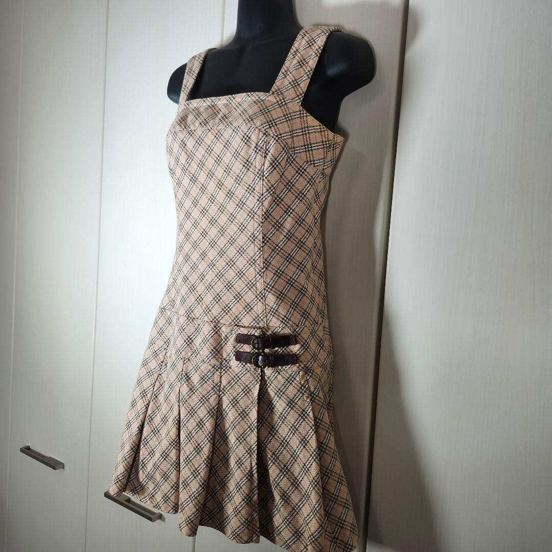 希少　美品　BURBERRY ノバチェック　ワンピース　牛革ベルト　y2k　S