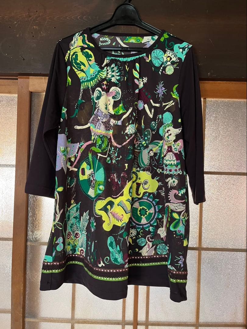 TOKUKO 1er VOL グラフィックプリント 五分袖チュニック 9号