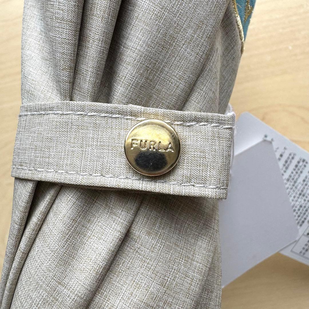 ★新品★フルラ　晴雨兼用　日傘　長傘　１級遮光　スライド式　ベージュ×ブルー