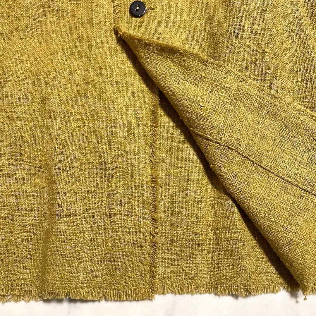 ヨーガンレール 絹 シルク ネップ カーディガン マスタードイエロー フリンジ