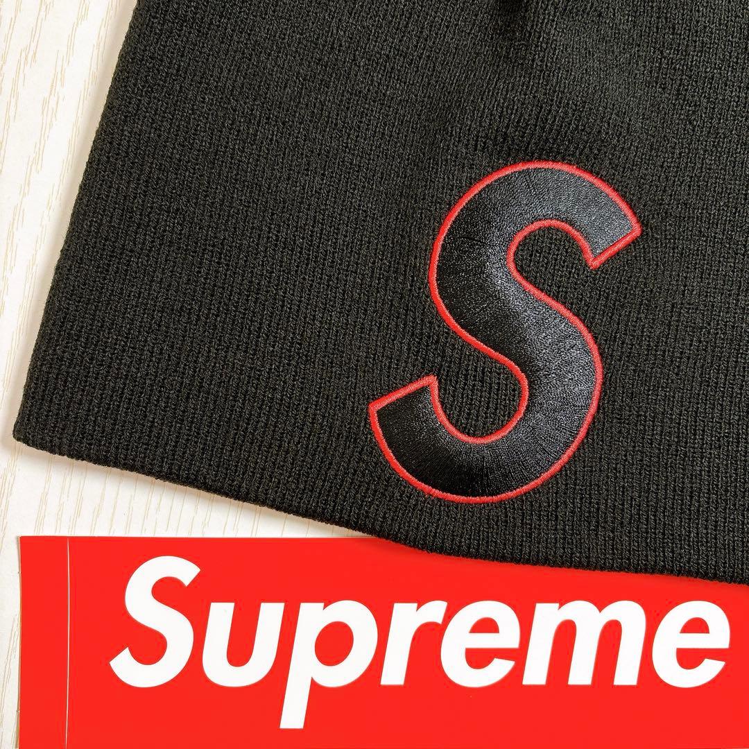 Supreme NEW ERA ニット帽　ビーニー　Sロゴ　ブラック　黒