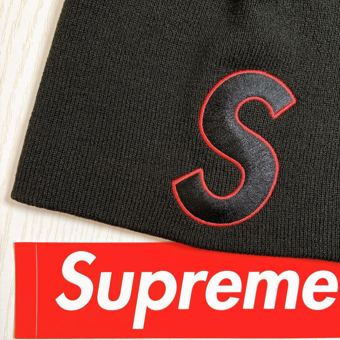 Supreme NEW ERA ニット帽　ビーニー　Sロゴ　ブラック　黒