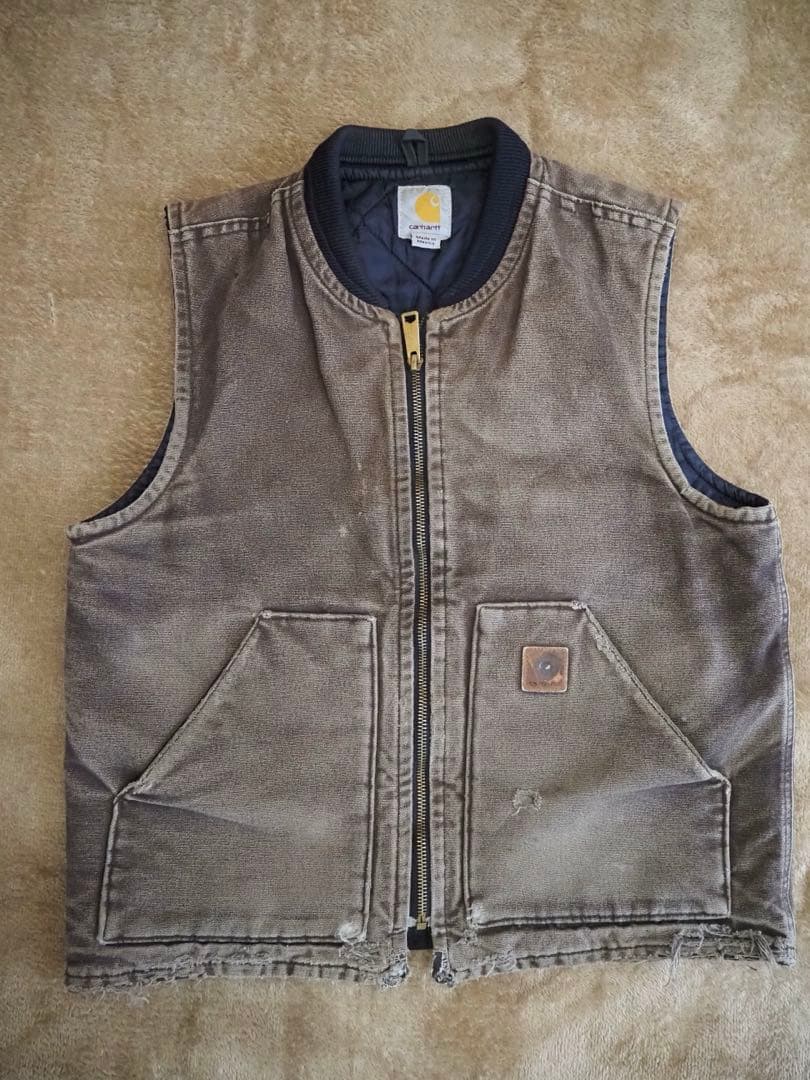00s Carhartt カーハート ダックベスト メキシコ製 Sブラウン