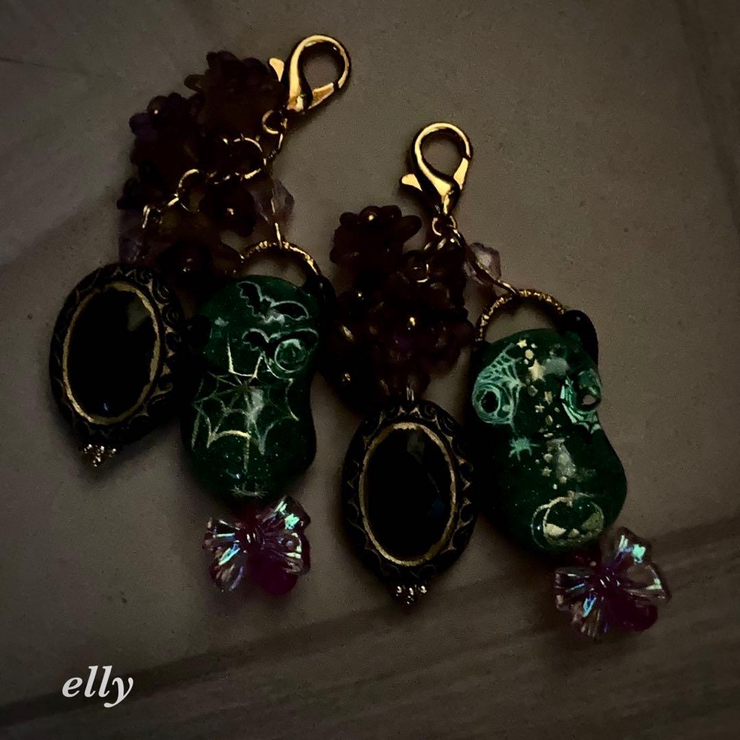 【やの様】1515.天然石　琉球ガラス　彼岸花　肉球　ジャンピング猫　レジン