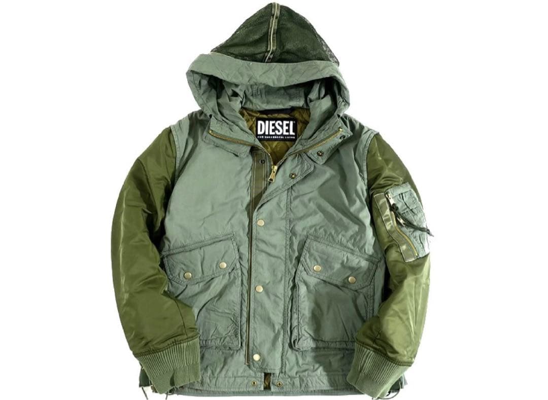 DIESEL ディーゼル ミリタリージャケット定価6.3万 オリーブL