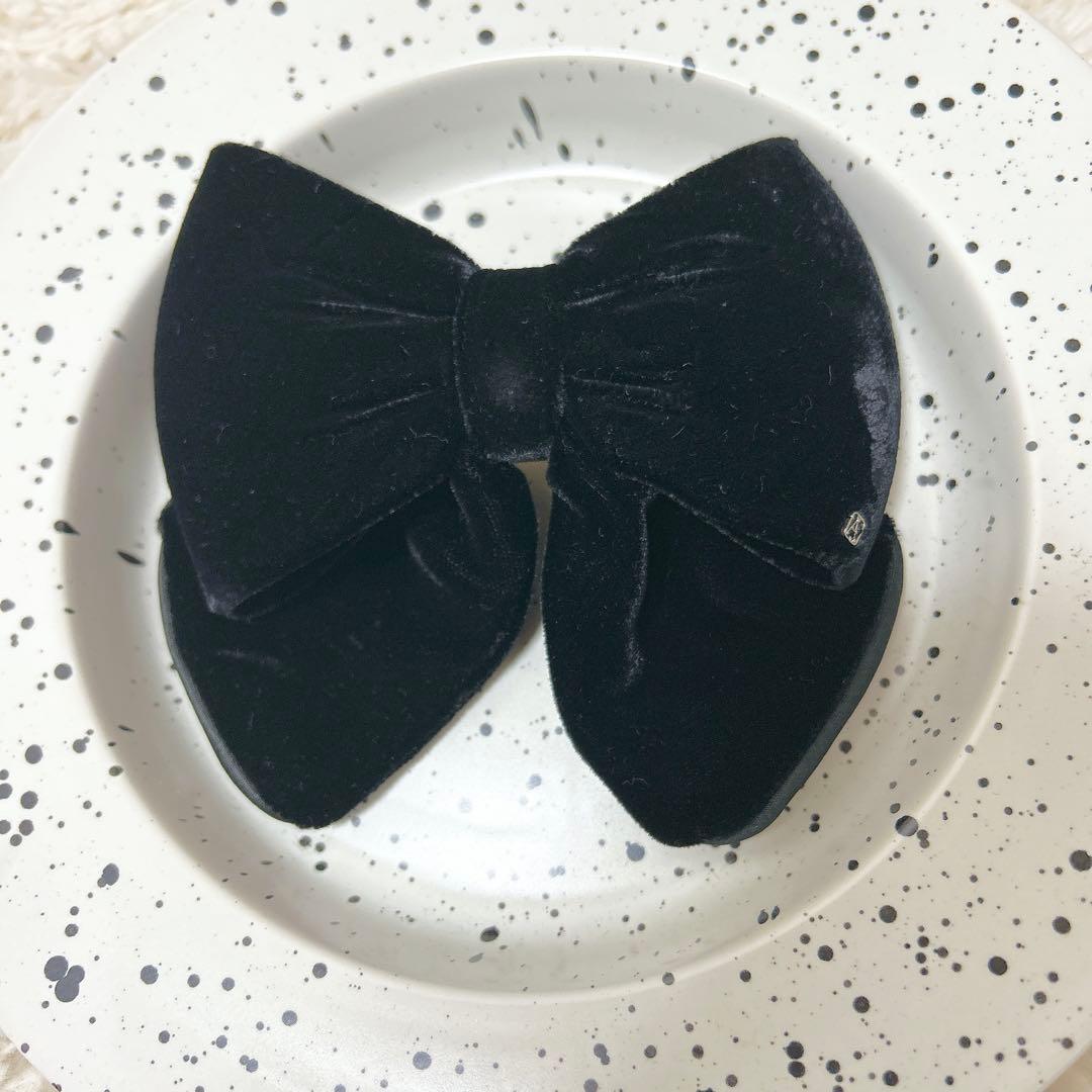 アルクサンドルドゥパリ バレッタ リボン ベルベット 黒 ブラック ロゴ