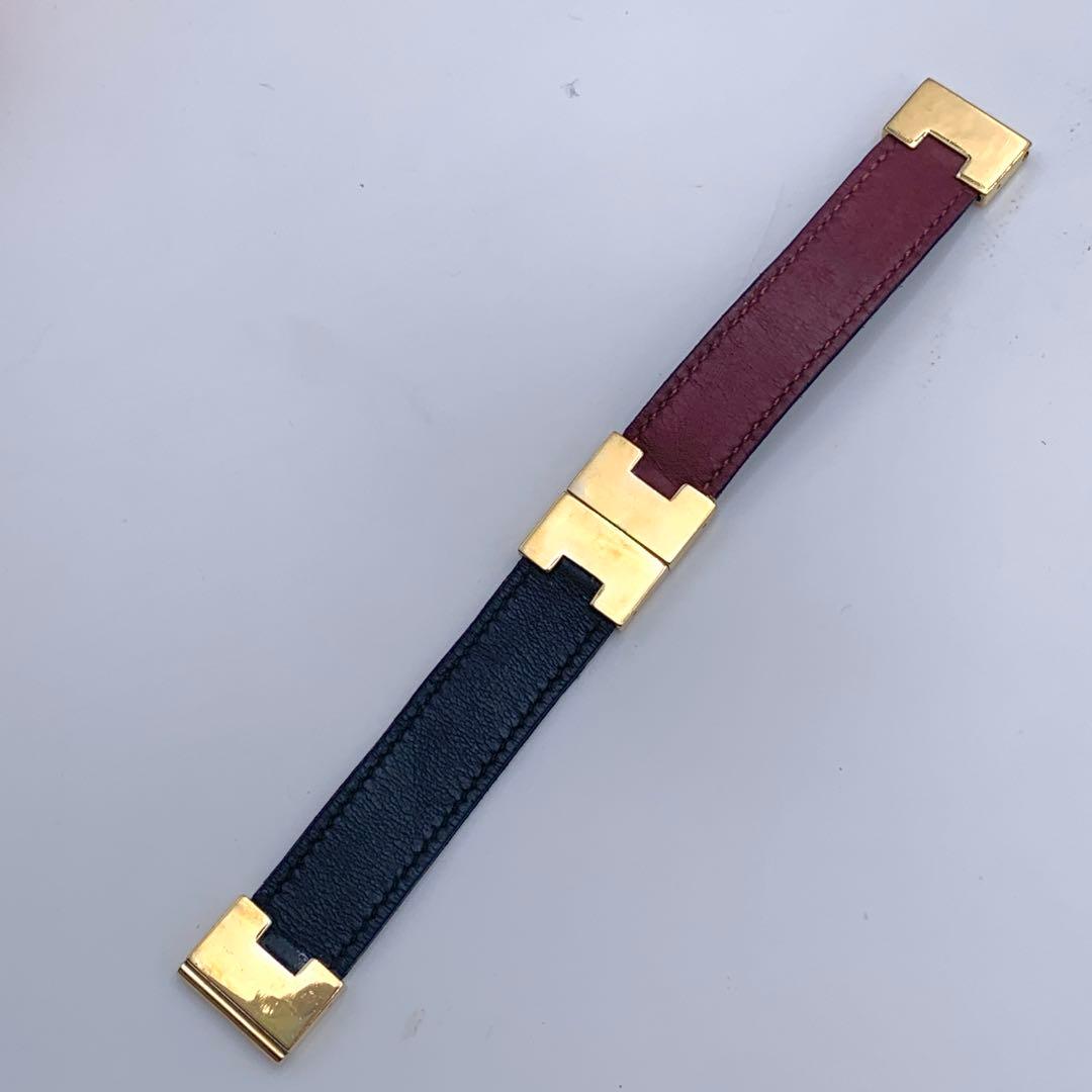 エルメス ルーリーブレス ゴールド金具 レザー ブラッグ ボルドー バングル