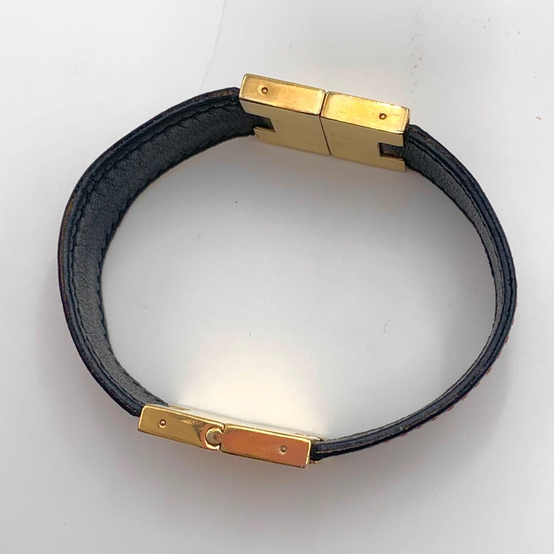 エルメス ルーリーブレス ゴールド金具 レザー ブラッグ ボルドー バングル