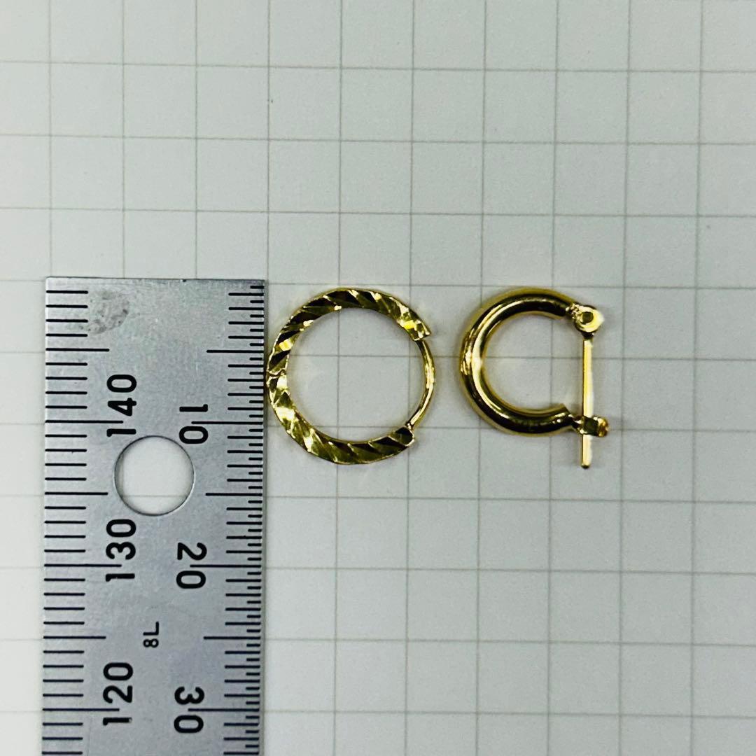 18金　デザインフープ　シンプルフープ　ピアス　片耳用　2個セット　小さめ