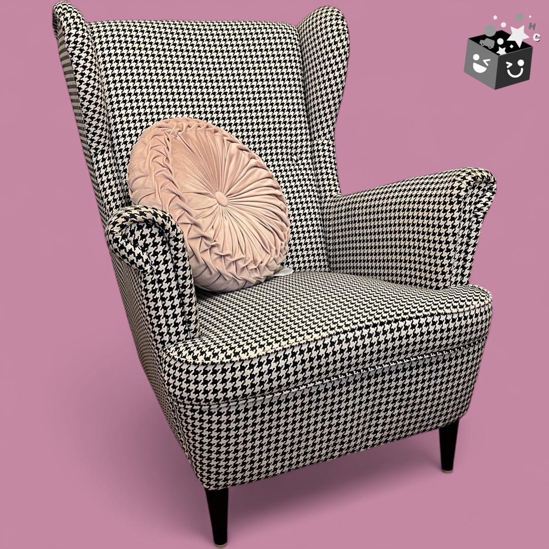 【IKEA】STRANDMON ストランドモン　千鳥柄VIBBERBO黒ベージュ