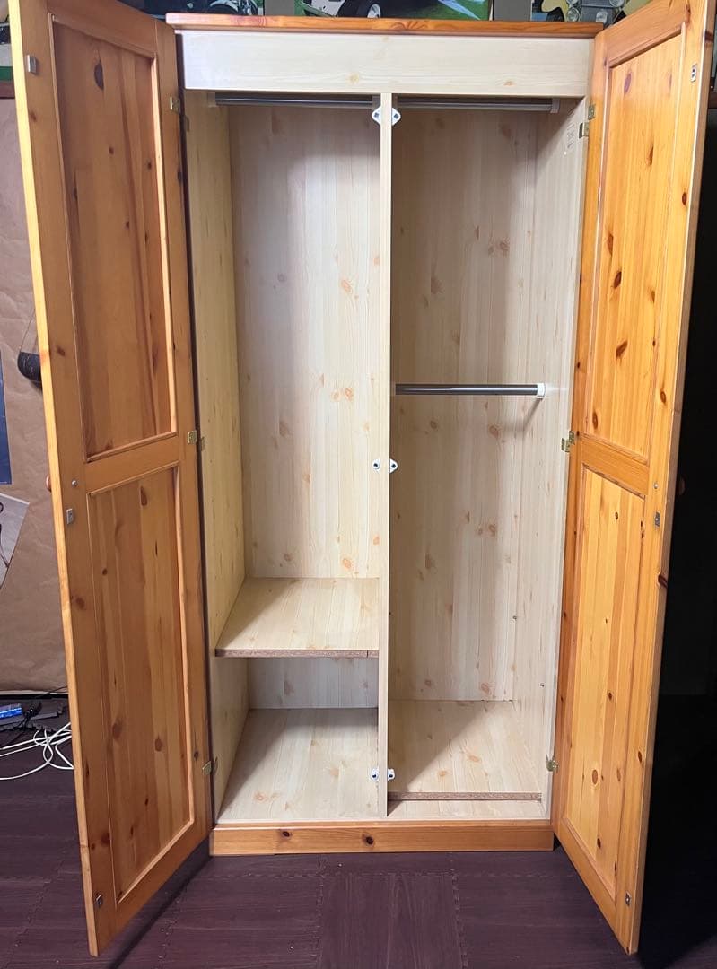 木製 クローゼット 2ドア ナチュラルウッド 洋服タンス 収納家具