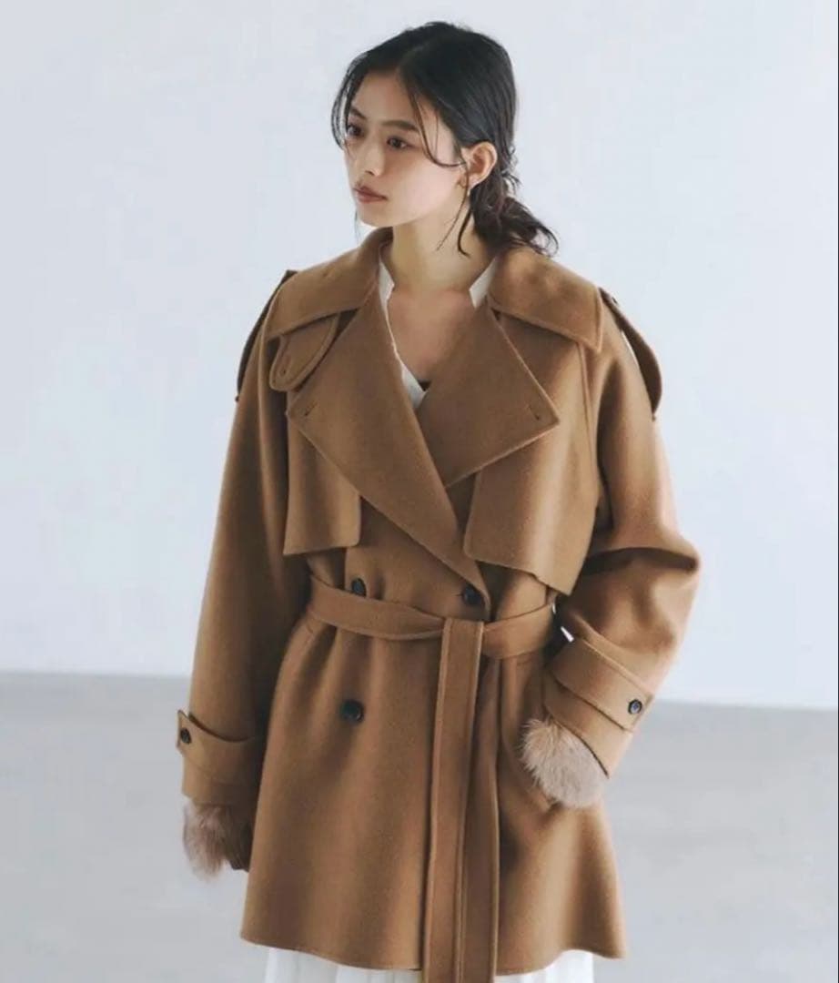 anuans リバーウールミドルトレンチコート