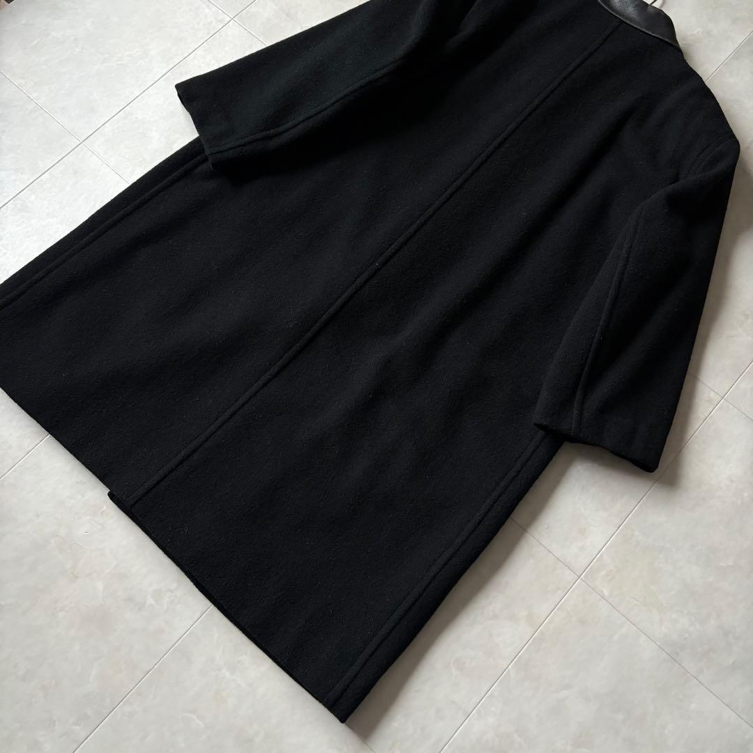 tricot COMME des GARCONS 襟レザーウールコート 黒L相当