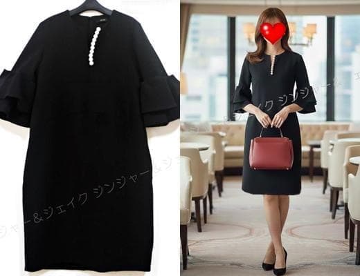 最安値 現行モデルYOKOCHANヨーコチャン ティアード パールワンピ36濃紺