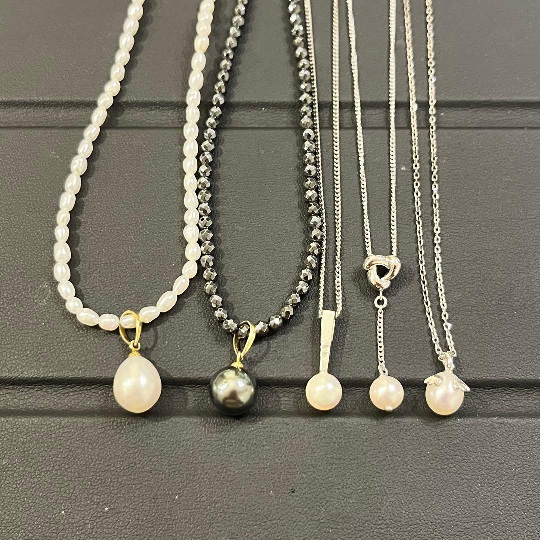 パール　ネックレス　田崎　ミキモト　天使の卵　シルバー　黒蝶　オニキス