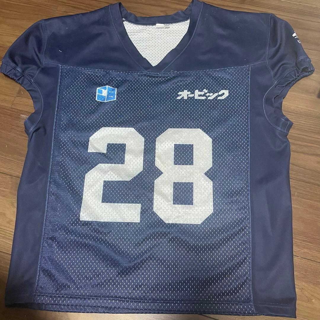 【非売品】アメフト　メッシュ　オービック　ブルー　ユニフォーム　Lサイズ ２８番