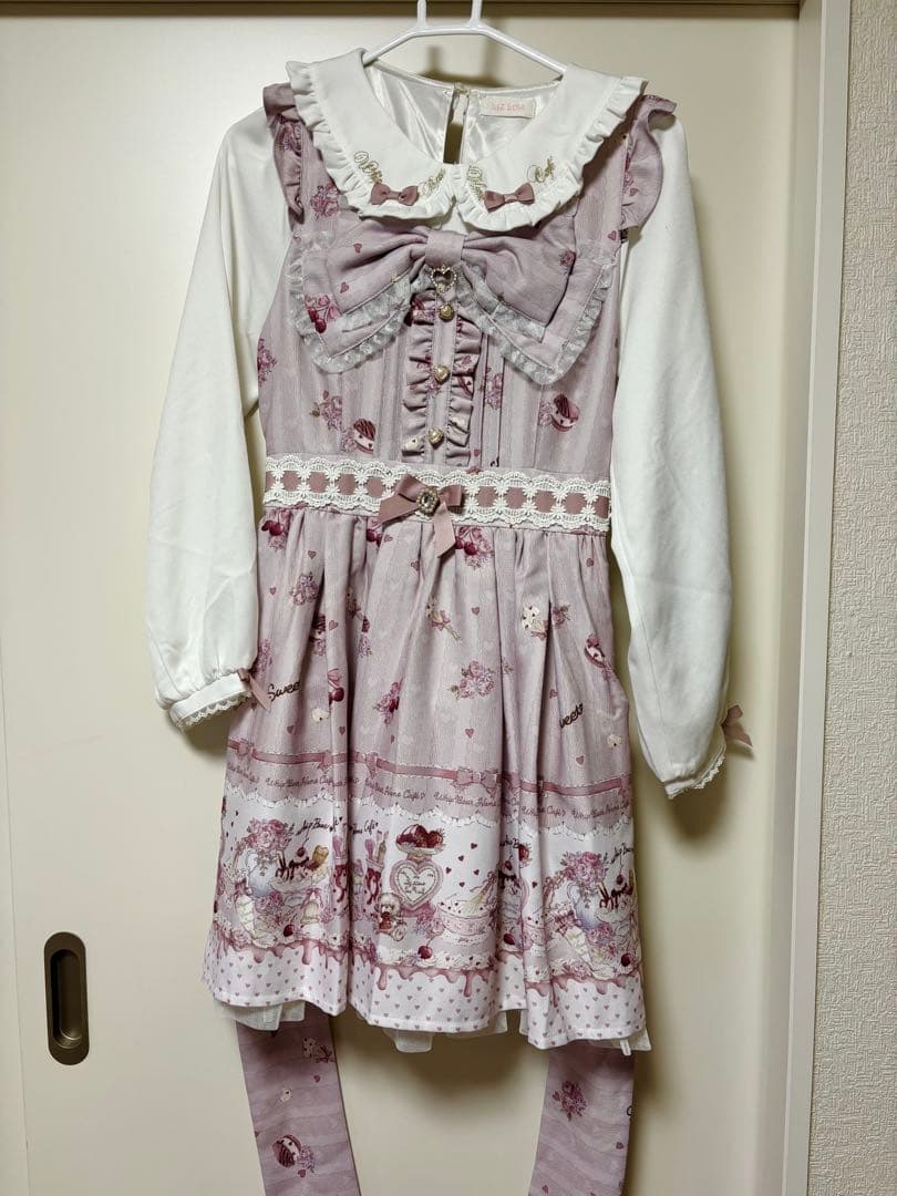 リズリサ WhipBearCafe柄ワンピース ピンク