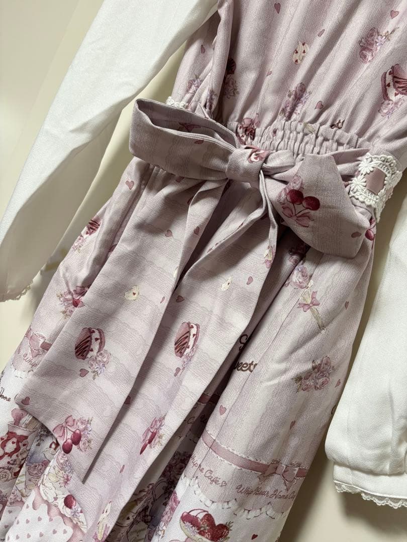 リズリサ WhipBearCafe柄ワンピース ピンク