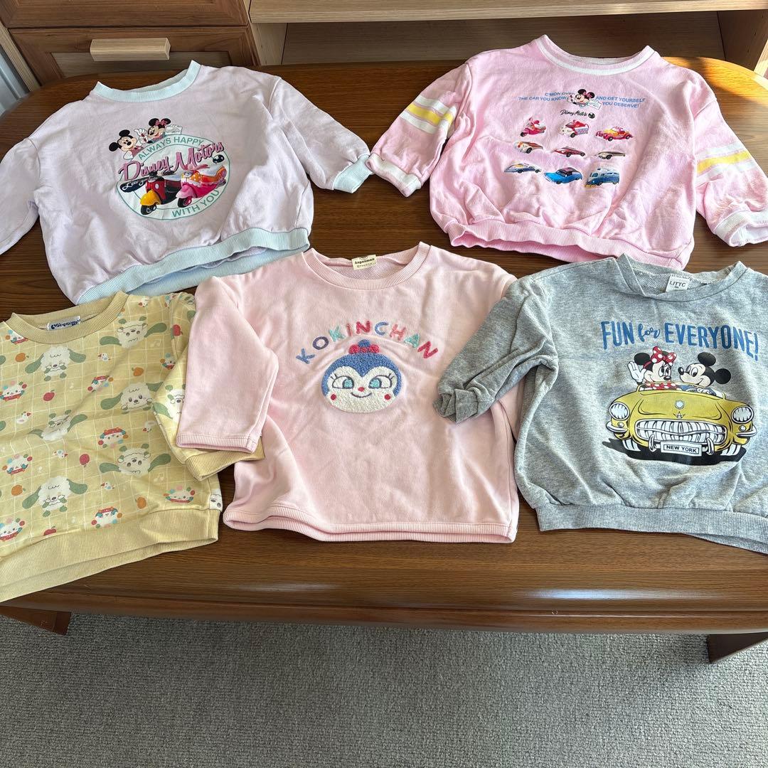女の子服100サイズまとめ売り。トレーナー14点＆ズボン15点＆おまけ7点セット