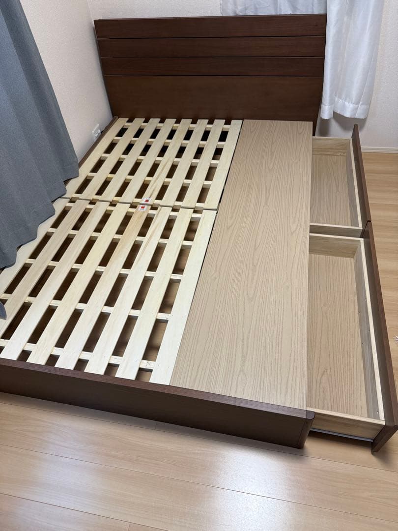 ダブルベッドフレーム 引出し収納付
