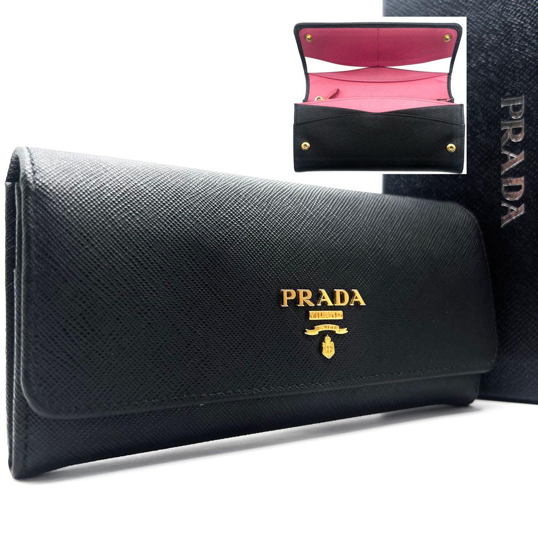 極美品✨プラダ マルチカラーフラップ 長財布 サフィアーノ ゴールド金具