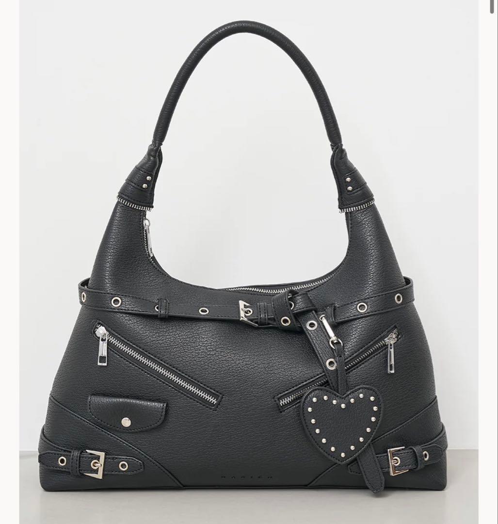 【メルカリ最安値】ダーリッチ　スタッズレザーベルトデザインマキシバッグ　ブラック