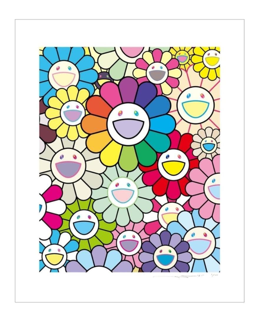 村上隆　シルクスクリーン　花好財旺 マルチカラー　版画　ED100