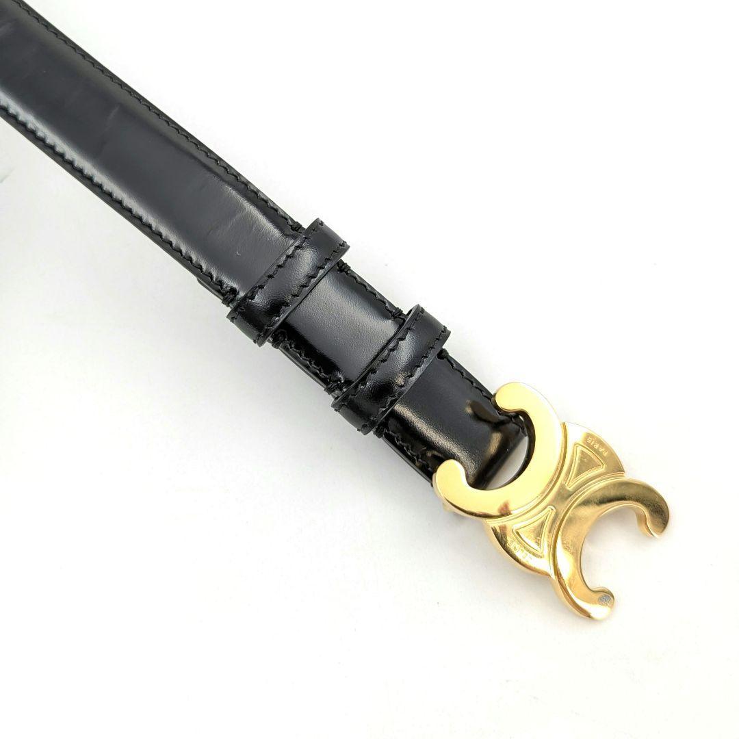 【極美品】CELINE トリオンフ ベルト 80 レザー ブラック 本革