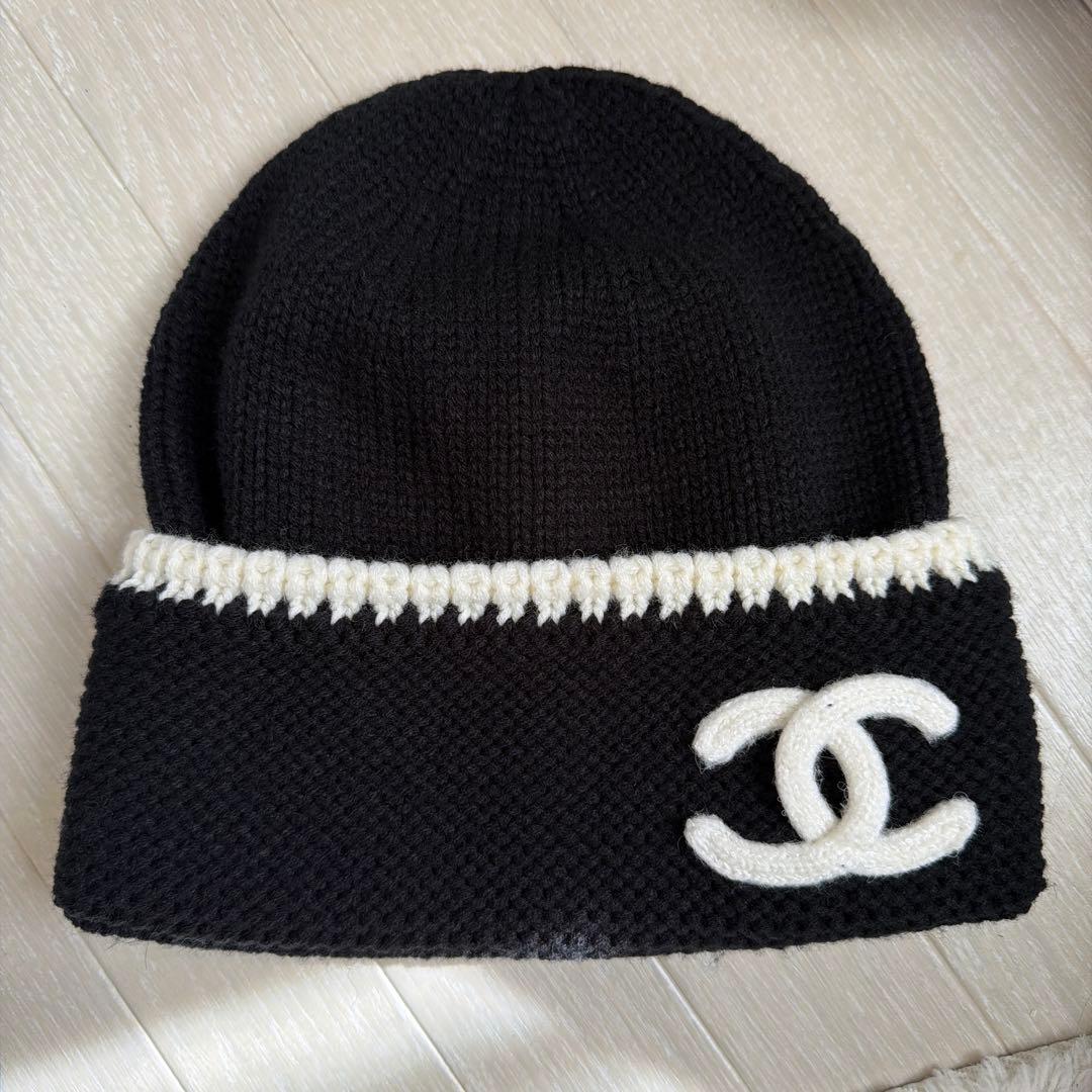 CHANEL ニット帽 黒