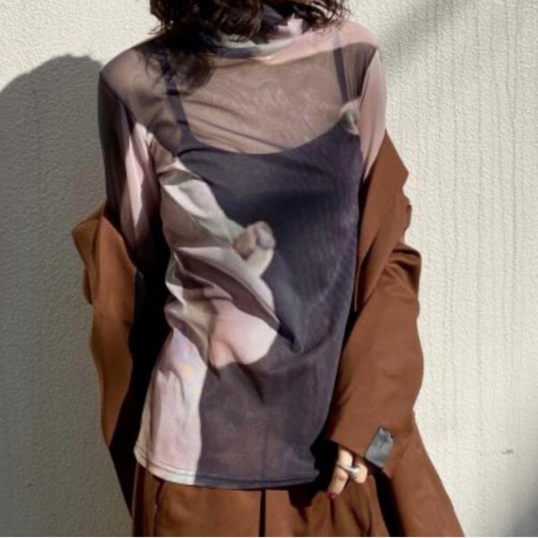 トップス turtleneck long sleeve see through top