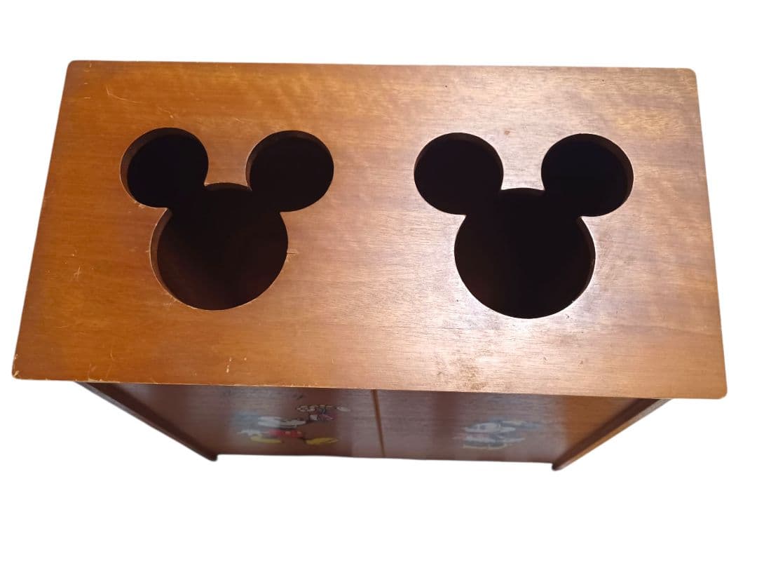 昭和レトロ ディズニー ミッキーマウス ゴミ箱 木製