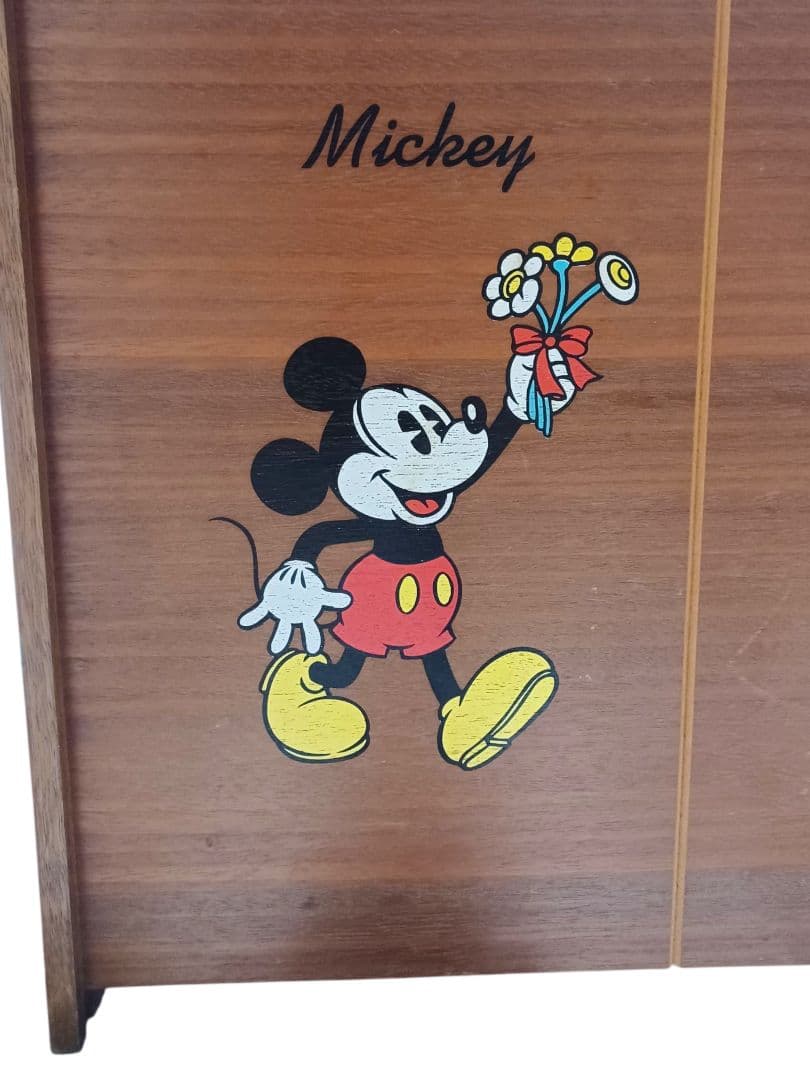 昭和レトロ ディズニー ミッキーマウス ゴミ箱 木製