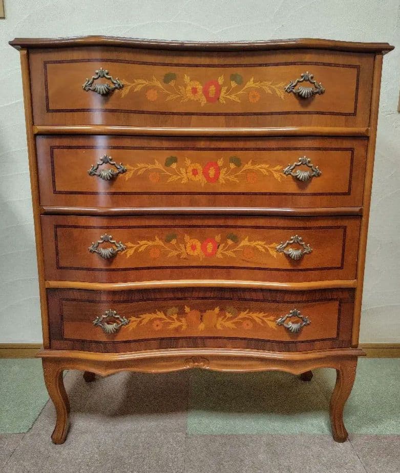 象嵌　チェスト　4段　猫脚