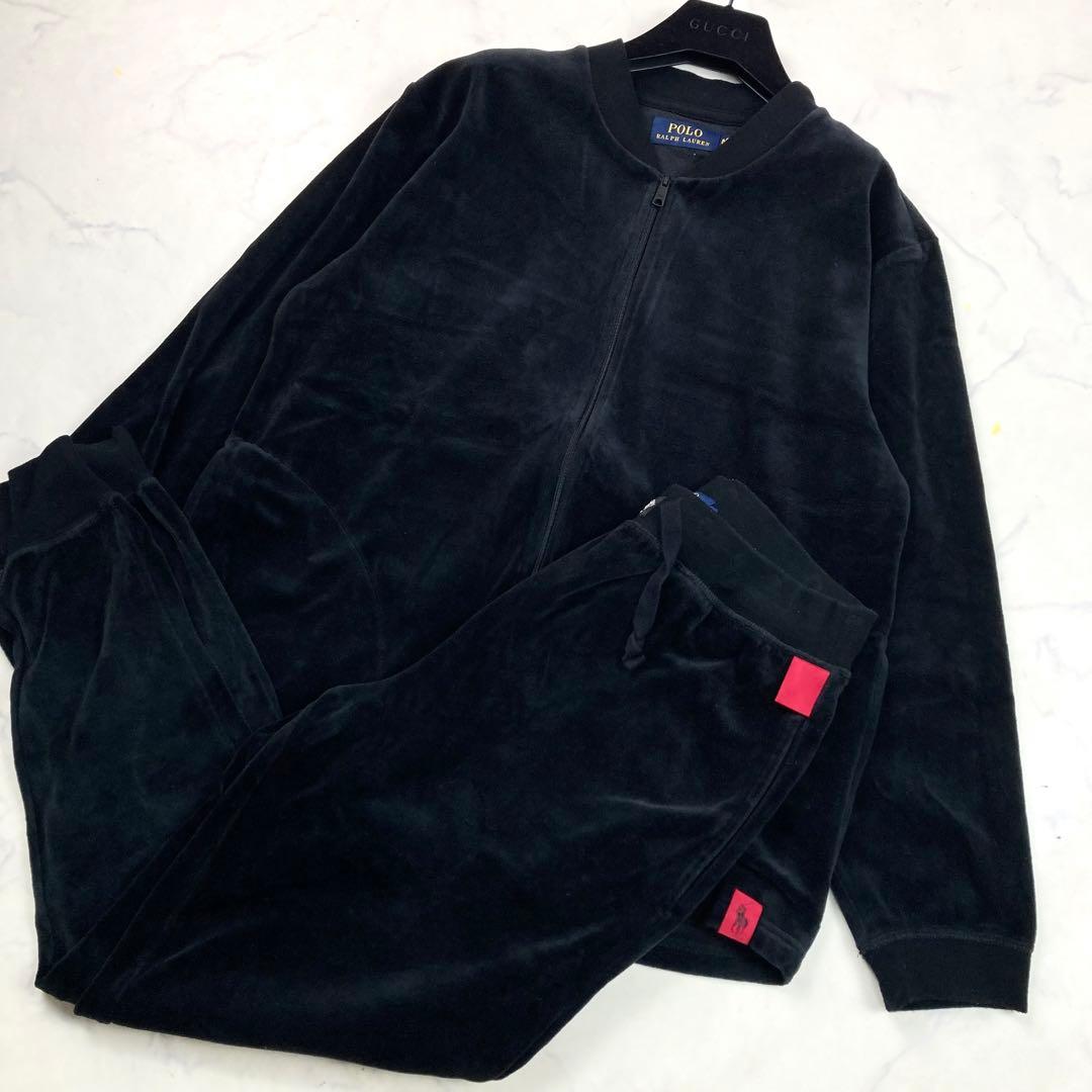ポロラルフローレン ベロアセットアップ 上下　黒 ポニーロゴ ジャケット パンツ