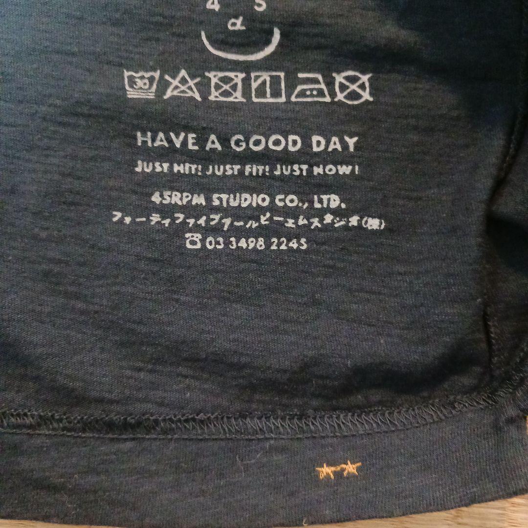 45R 長袖Tシャツ　日本製　コットン100　ネイビー　S