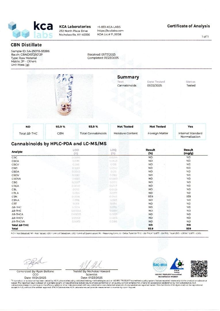 【20G】CBN ディストレート原料 CBD 他3点