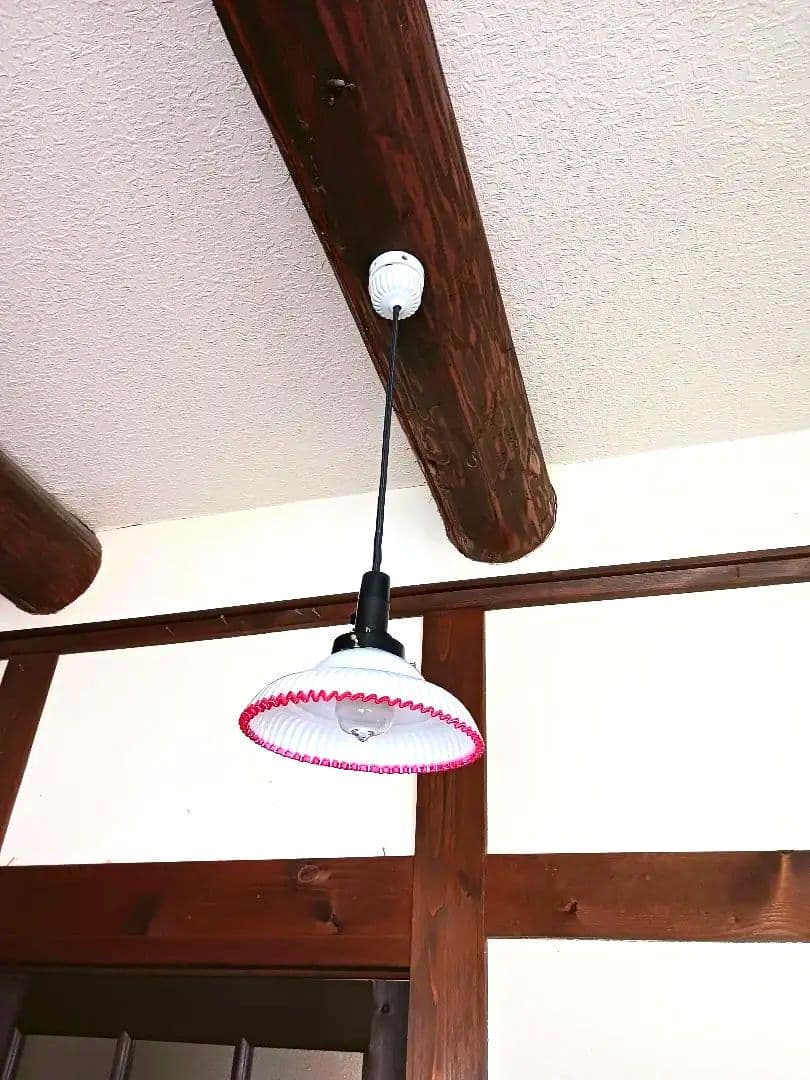 大正ガラス　アンティーク　　プリーツランプシェード