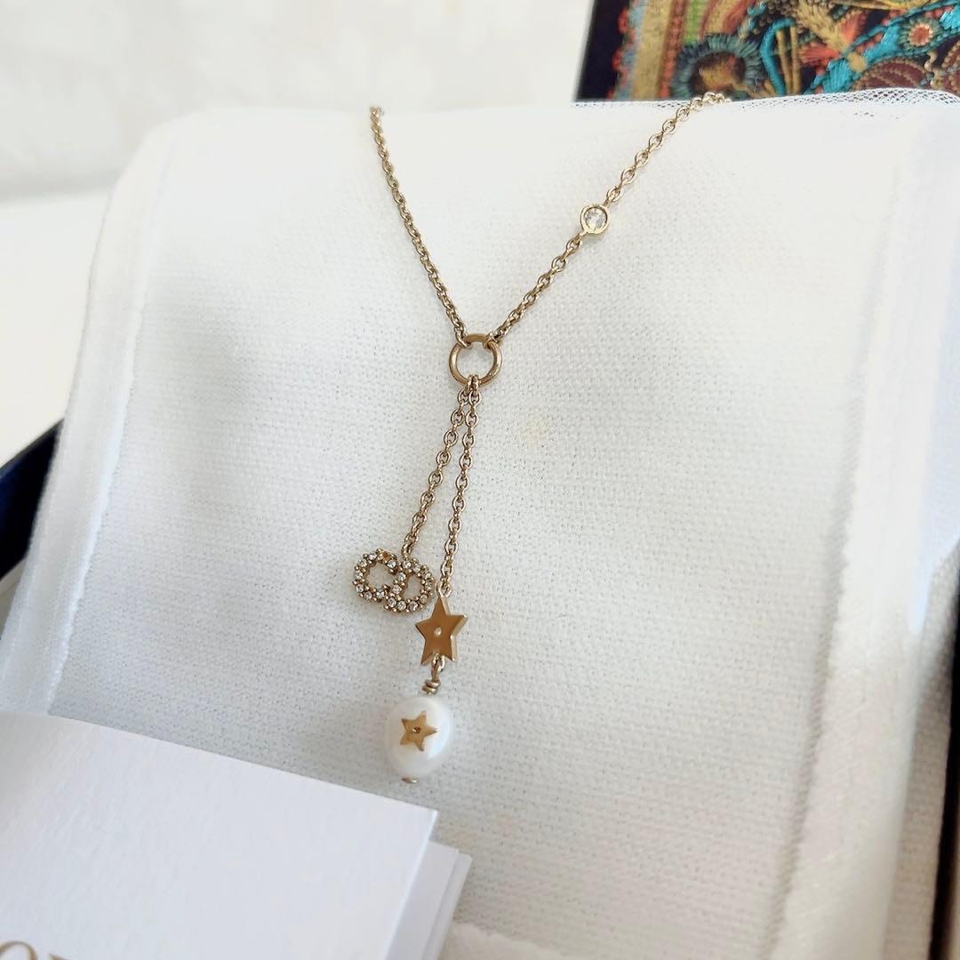 ディオール Christian Dior SHINY-D ネックレス 星 パール