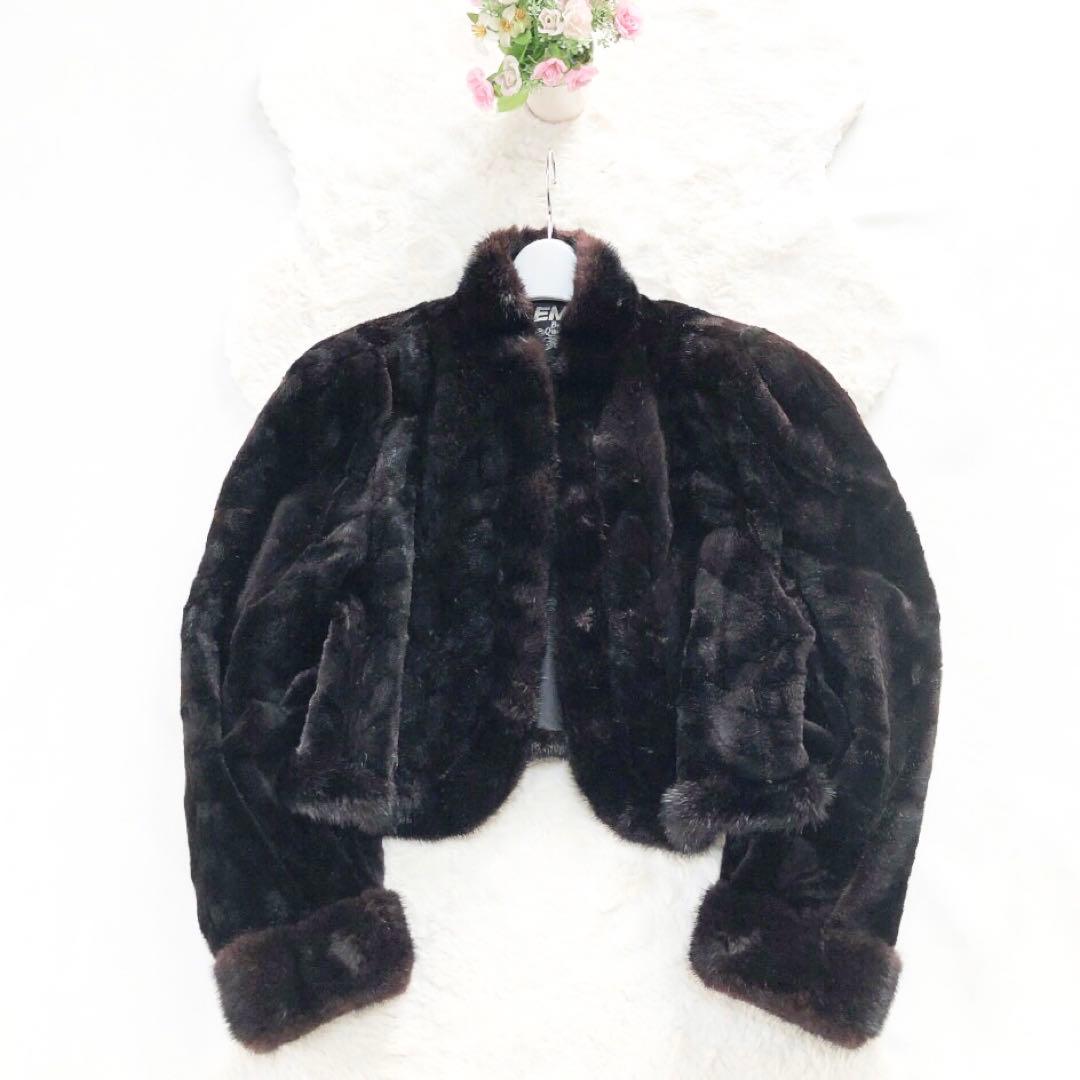 EMBA*エンバ　ショートミンクコート　毛皮　リアルファー　ブラウン
