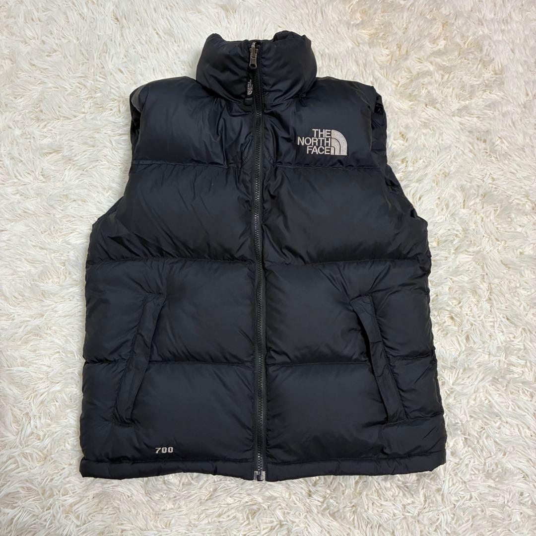 希少 ノースフェイス ヌプシダウンジャケット 1番人気 センターロゴ ブラック