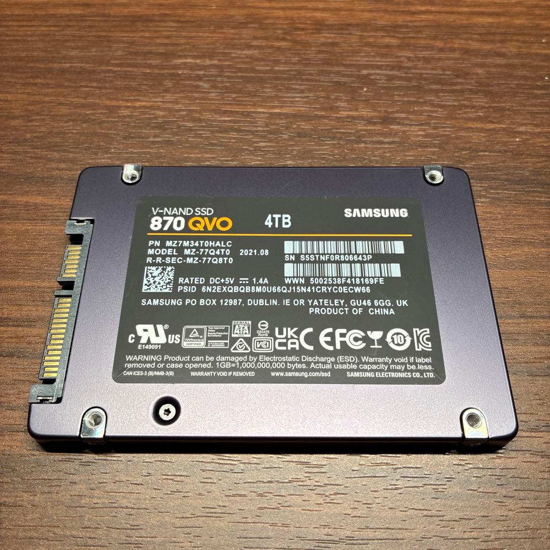 K*n様 Samsung 870 QVO 4TB SATA SSD 【MZ-77