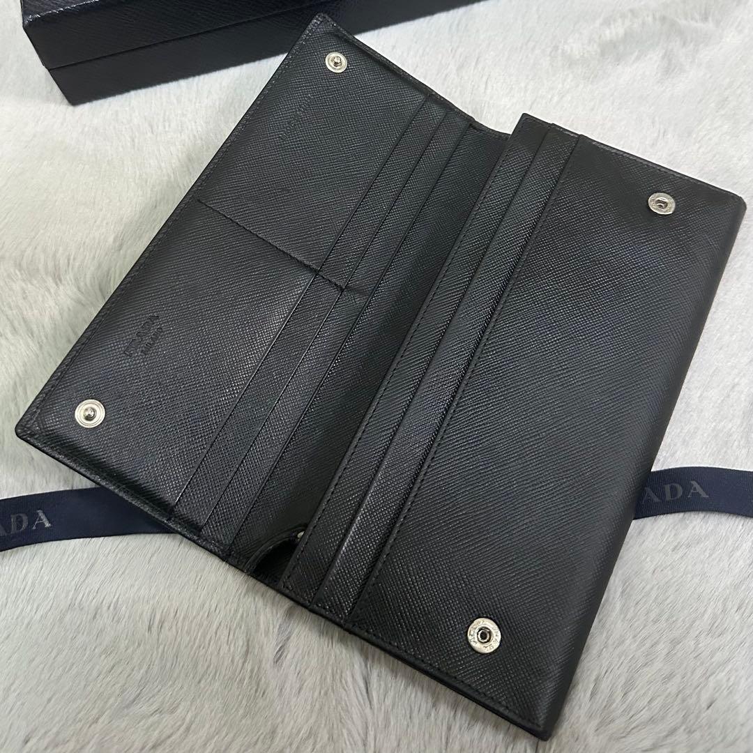 PRADA プラダ　長財布　三角ロゴ　サフィアーノレザー　ブラック